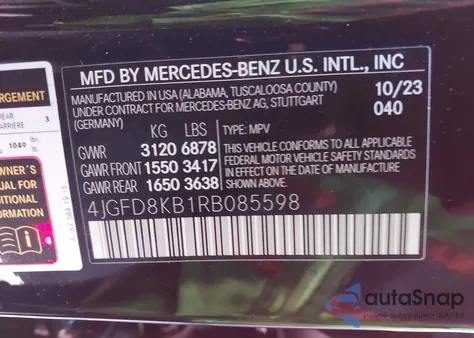 2024 Mercedes-Benz Amg Gle 63 Coupe S 4Matic+ z USA, uszkodzony, nr VIN 4JGFD8KB1RB085598